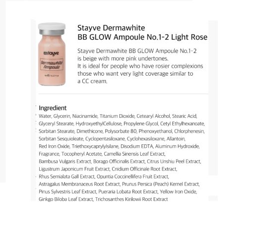 Stayve BB Glow Light Rose Ingredients